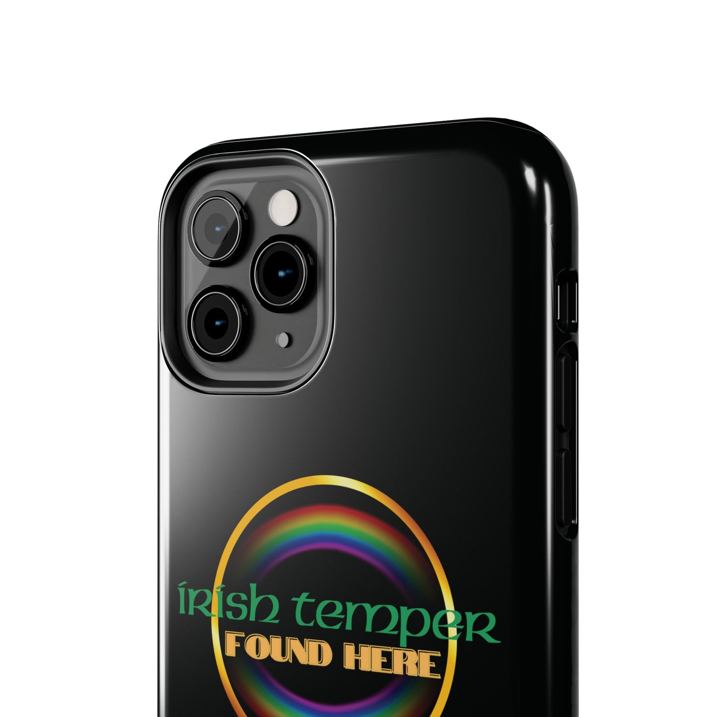 Irish Temper Found Here Black Tough Phone Cases, iPhone & Samsung cases, wireless charging, gifts, St Patricks Day, Birthday, Christmas