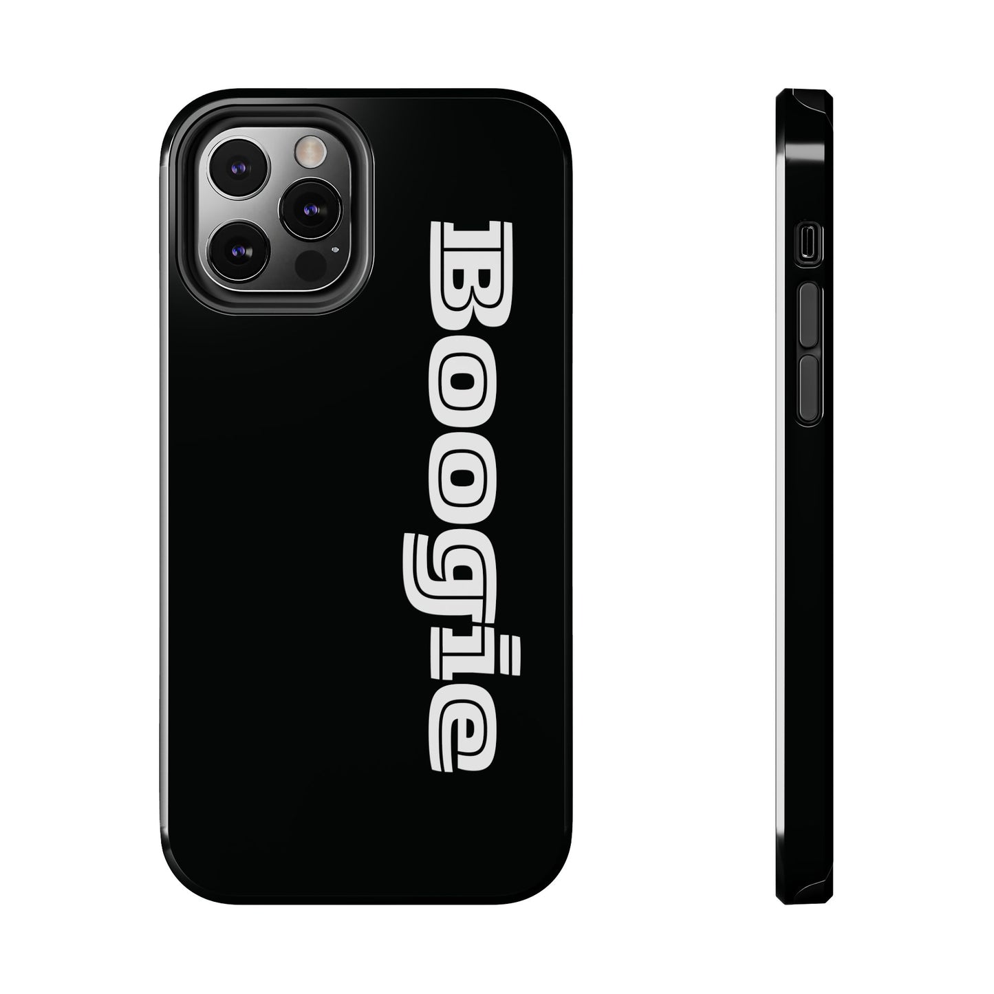 Boogie Black Tough Phone Cases, iPhone Samsung cases, wireless charging, gender neutral women men friends kids teens gift birthday Christmas