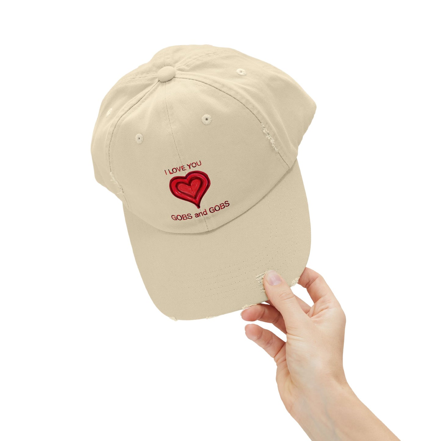 I Love You Gobs and Gobs Distressed Cap Hearts Gift Valentines Women Men Teens