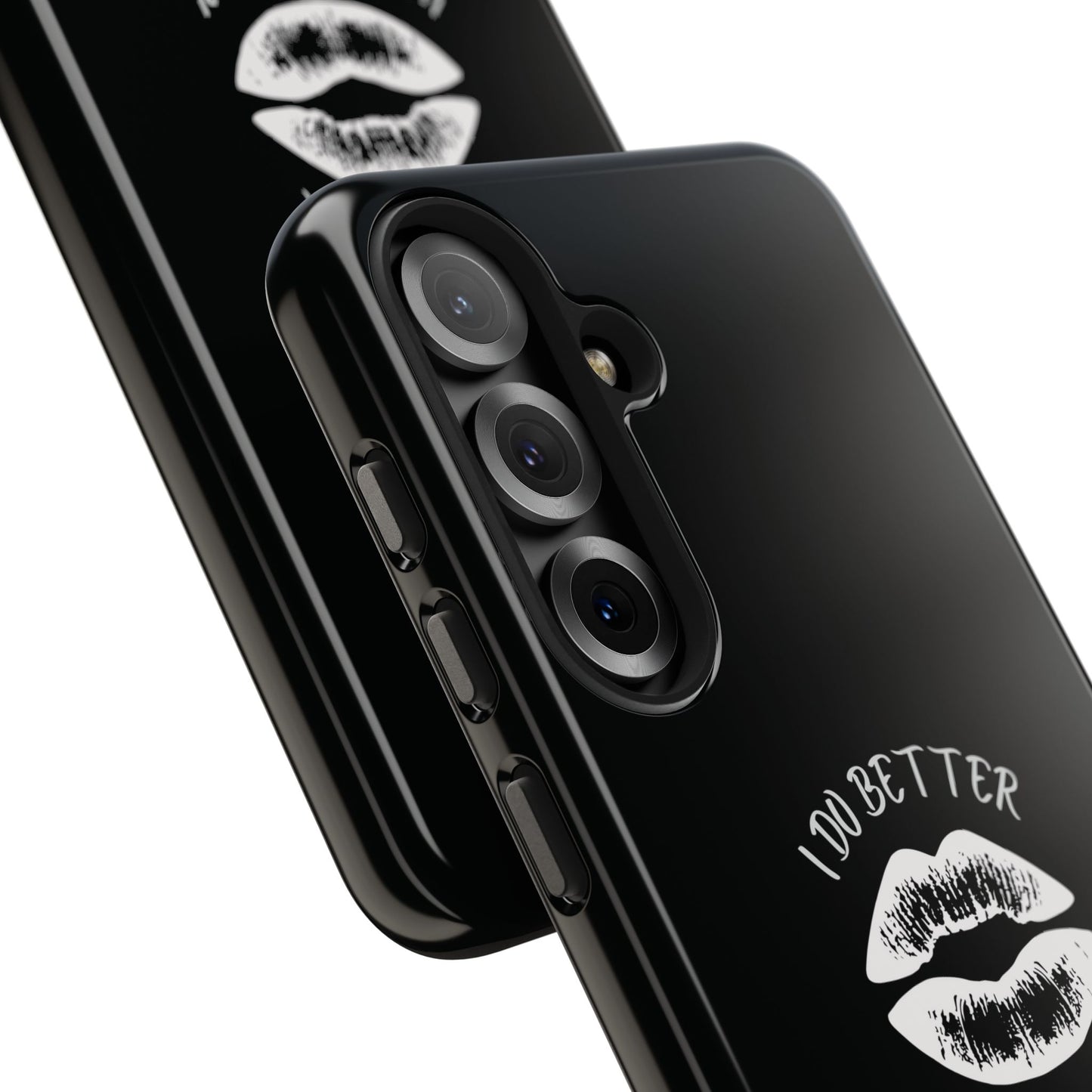 Glamorous Lipstick Tough Phone Cases - Empowered Gifts, Sassy Wireless Charging Cover, Fun Lips Samsung & iPhone Cases, Black Design