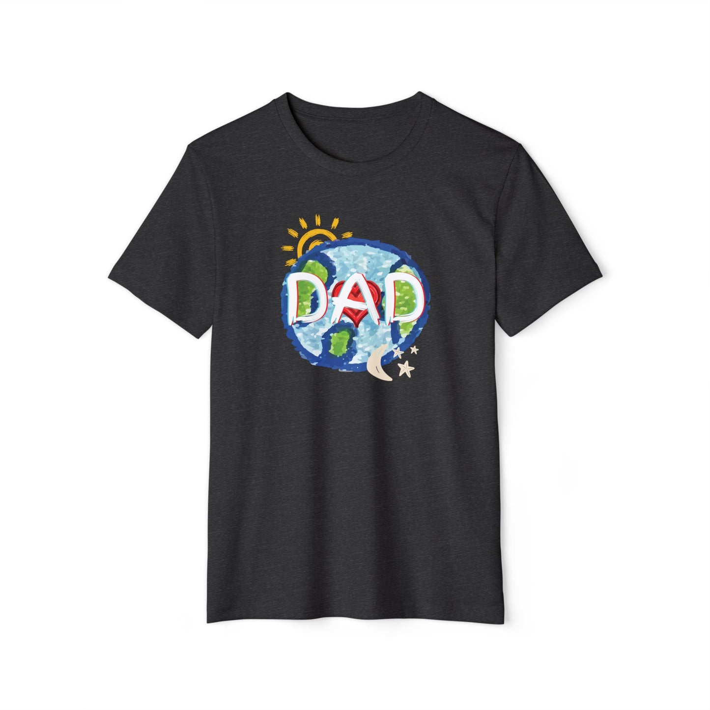 Dad Whole World Sun Moon Stars Heart Unisex Recycled Organic T-Shirt, Father's Day Gift, Family Matching Outfit, Eco-Friendly Tee, Unique