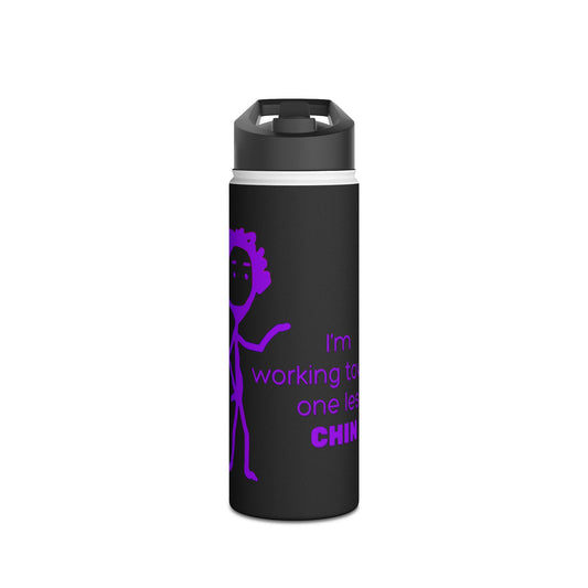 Im Working Toward One Less Chin Stainless Steel Water Bottle, Funny, Exercise, Aging, Eco Friendly, Gender Neutral, Men, Women, Gifts