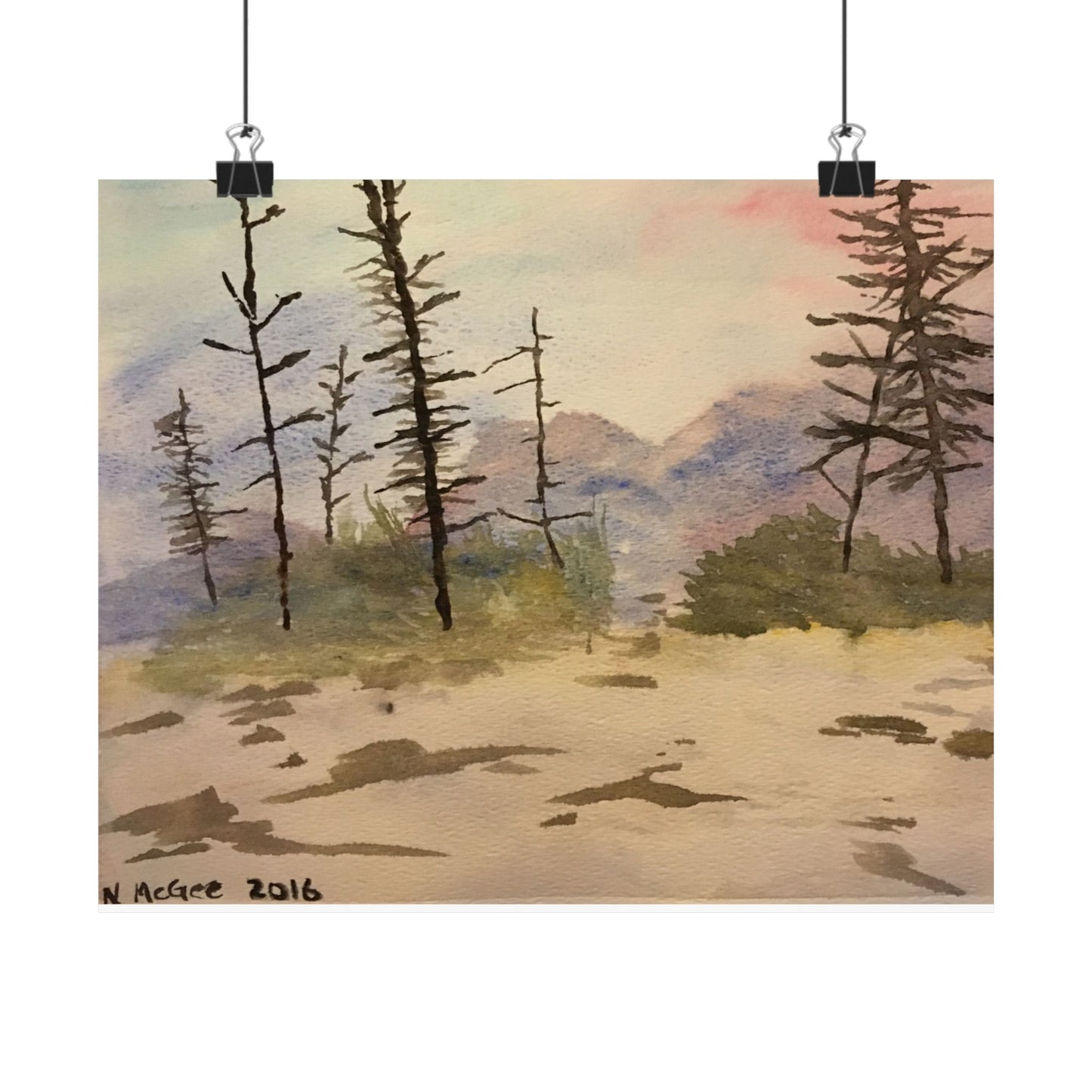 Glacier National Park After Fire, Original Watercolor Print, Premium Matte Poster, Mountains, Nature, Trees, Forest, Artwork, Wall Art, Gift