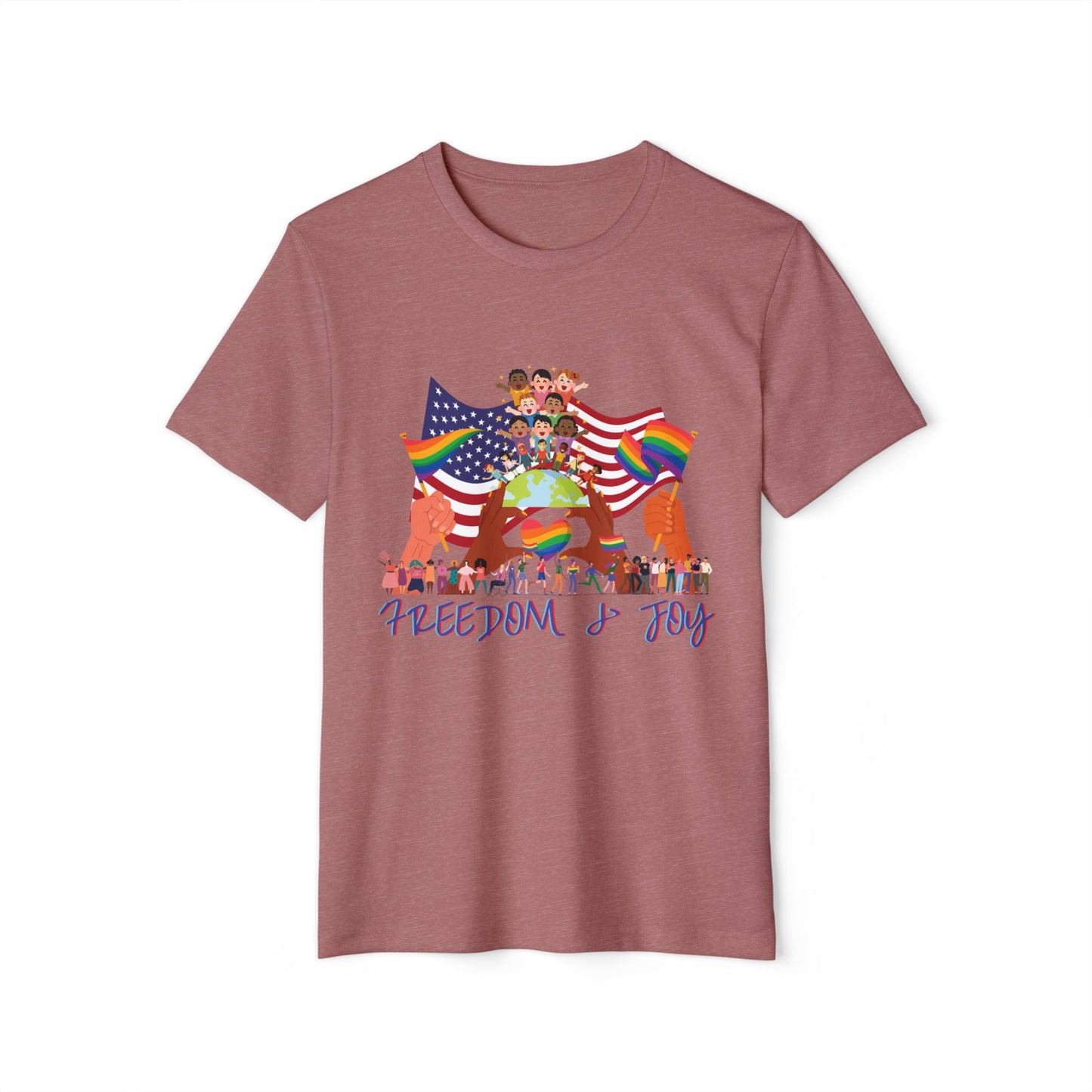 Freedom Flag Recycled T-Shirt, Pride Inclusion Equality Unisex Tee, Sustainable Organic Clothing