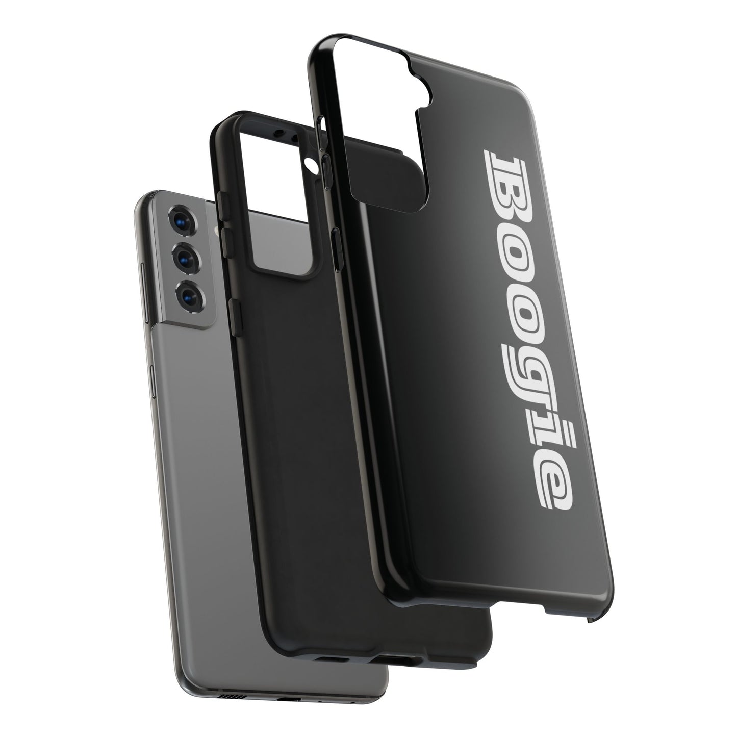 Boogie Black Tough Phone Cases, iPhone Samsung cases, wireless charging, gender neutral women men friends kids teens gift birthday Christmas