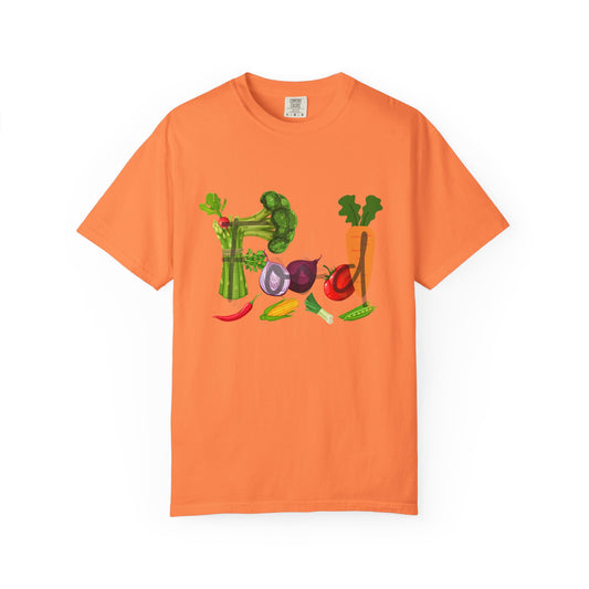 Food Unisex Garment-Dyed T-shirt, vegetables, healthy, groceries, snacks, cooking, gender neutral, casual, relaxed, soft, preshrunk cotton