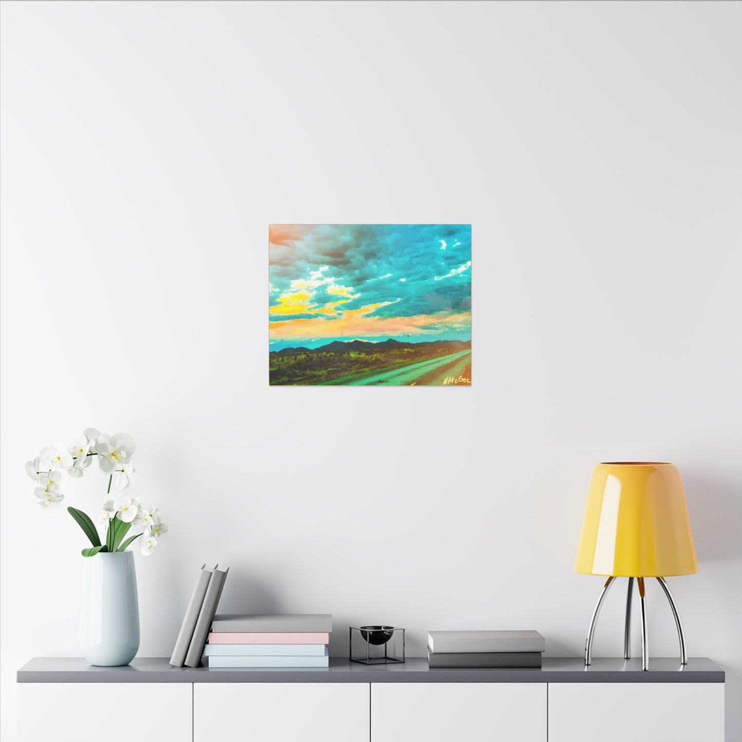 Canvas Wrap Wyoming Landscape, Nature, America, Western, Artwork, Wall Art, Print, Mountains, Gift, Sky, Colorful, Clouds, Sunset, Eco