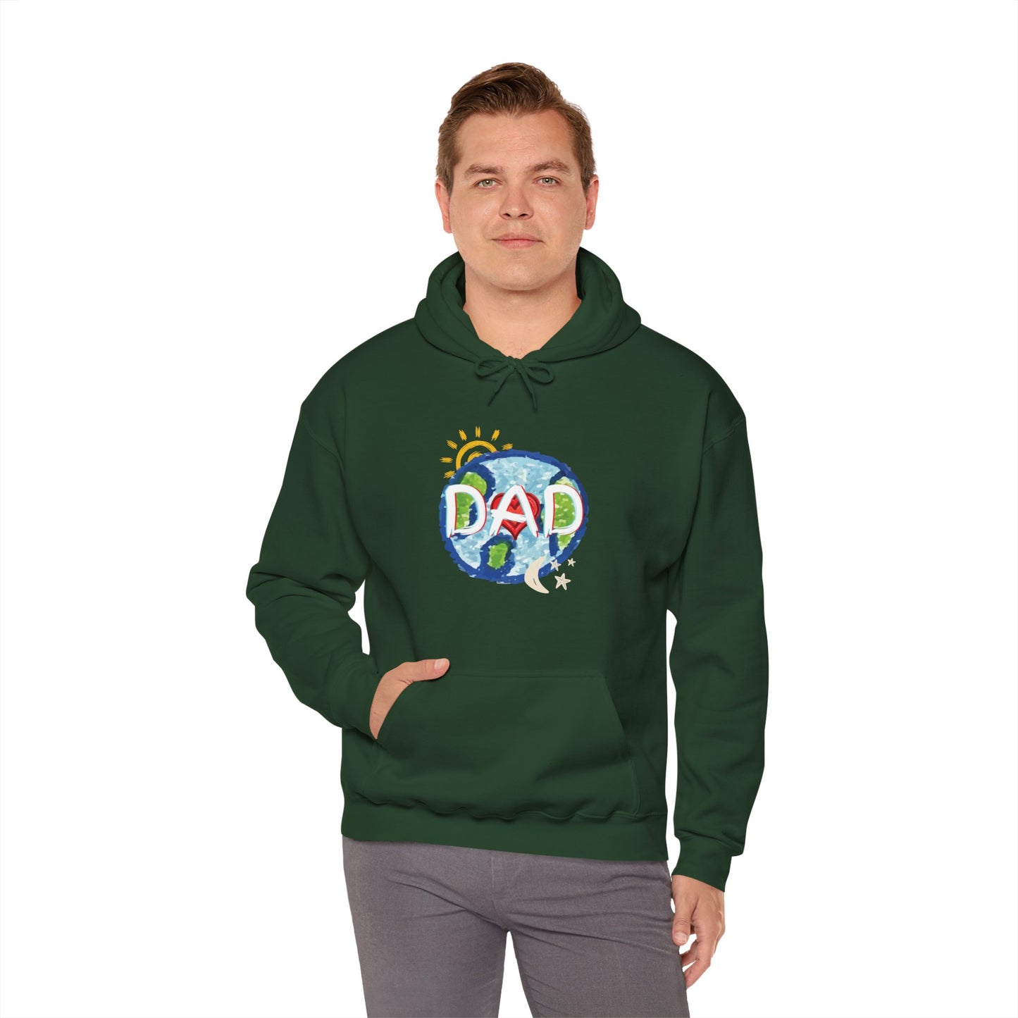 DAD Hooded Sweatshirt - Whole World Sun Moon & Stars Heart Love Fathers Day Gift for Men