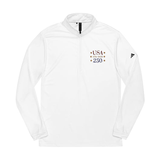 USA 250 Embroidered Quarter-Zip Pullover — 1776 Patriotic Sweatshirt