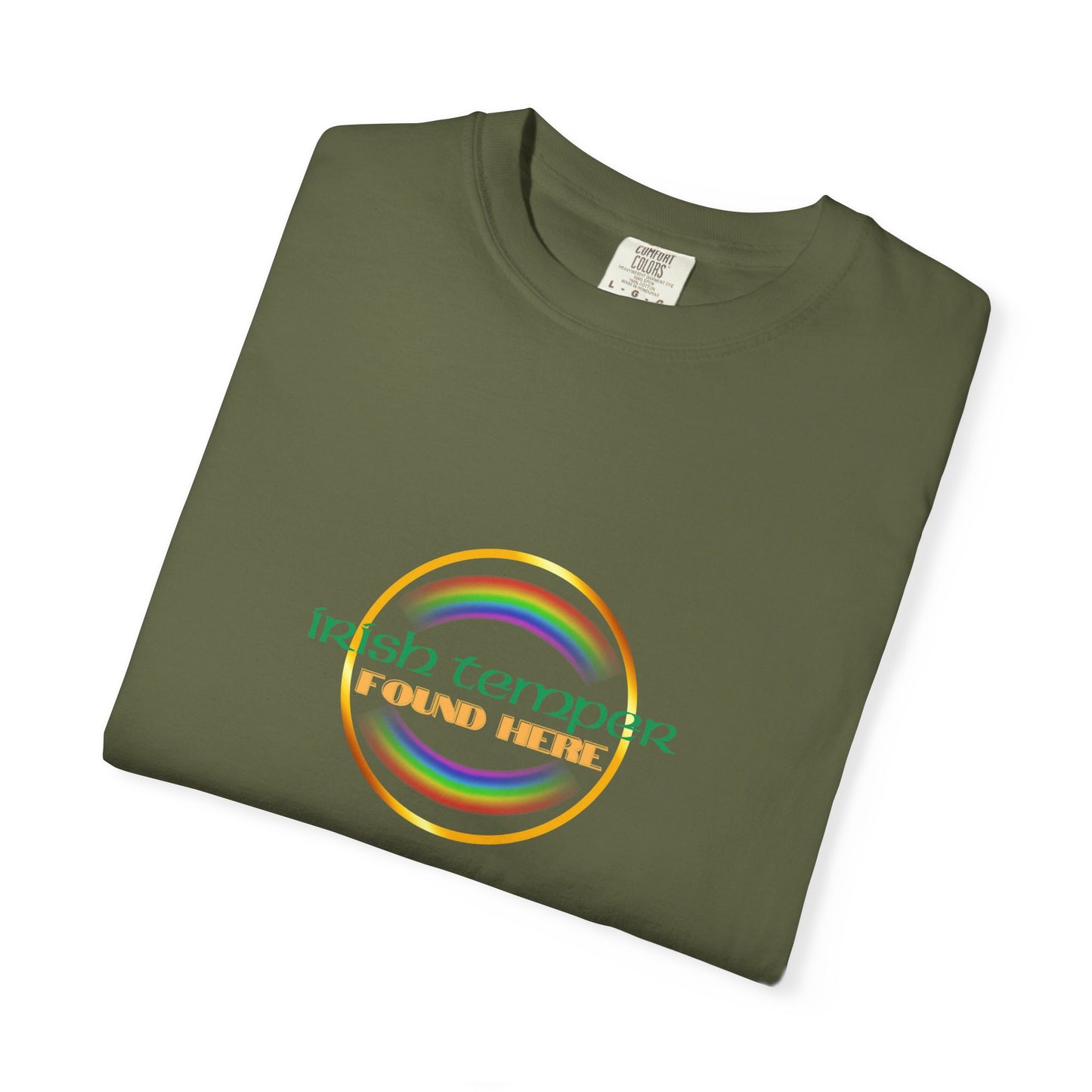 Irish Temper Found Here Unisex Garment-Dyed T-shirt, rainbow, fun, gender neutral, casual, relaxed, soft, preshrunk cotton, St Patricks Day