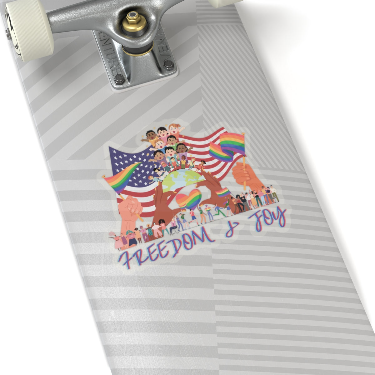 Freedom & Joy Graphic Kiss Cut Stickers, happy, equality, inclusion, patriotic, pride, colorful, gender neutral, student, gift, decorate