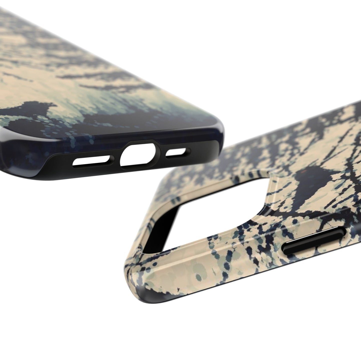 Crows in Forest Tough Phone Cases, iPhone & Samsung cases, wireless charging, crows, trees, birds, original artwork, gifts, Halloween