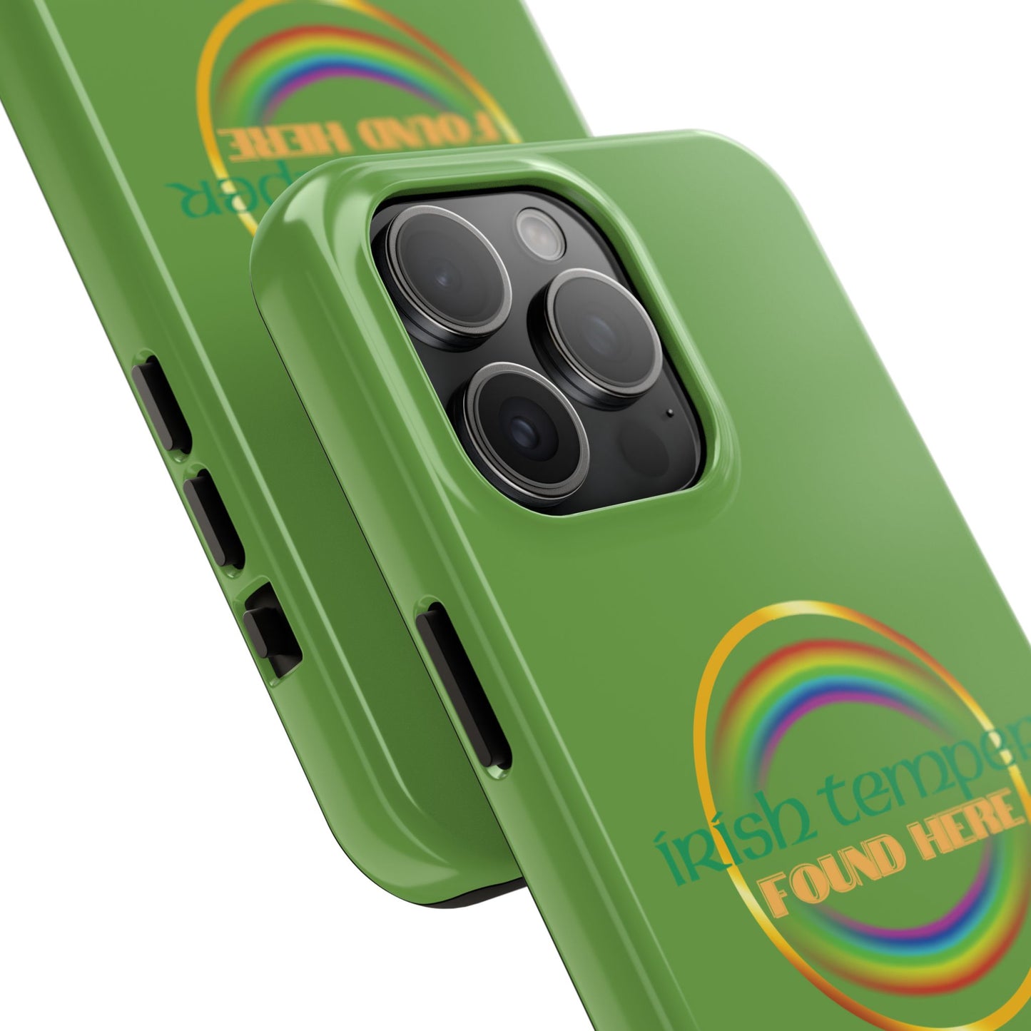 Green Irish Temper Found Here Tough Phone Cases, iPhone & Samsung cases, wireless charging, gifts, St Patricks Day, Birthday, Christmas