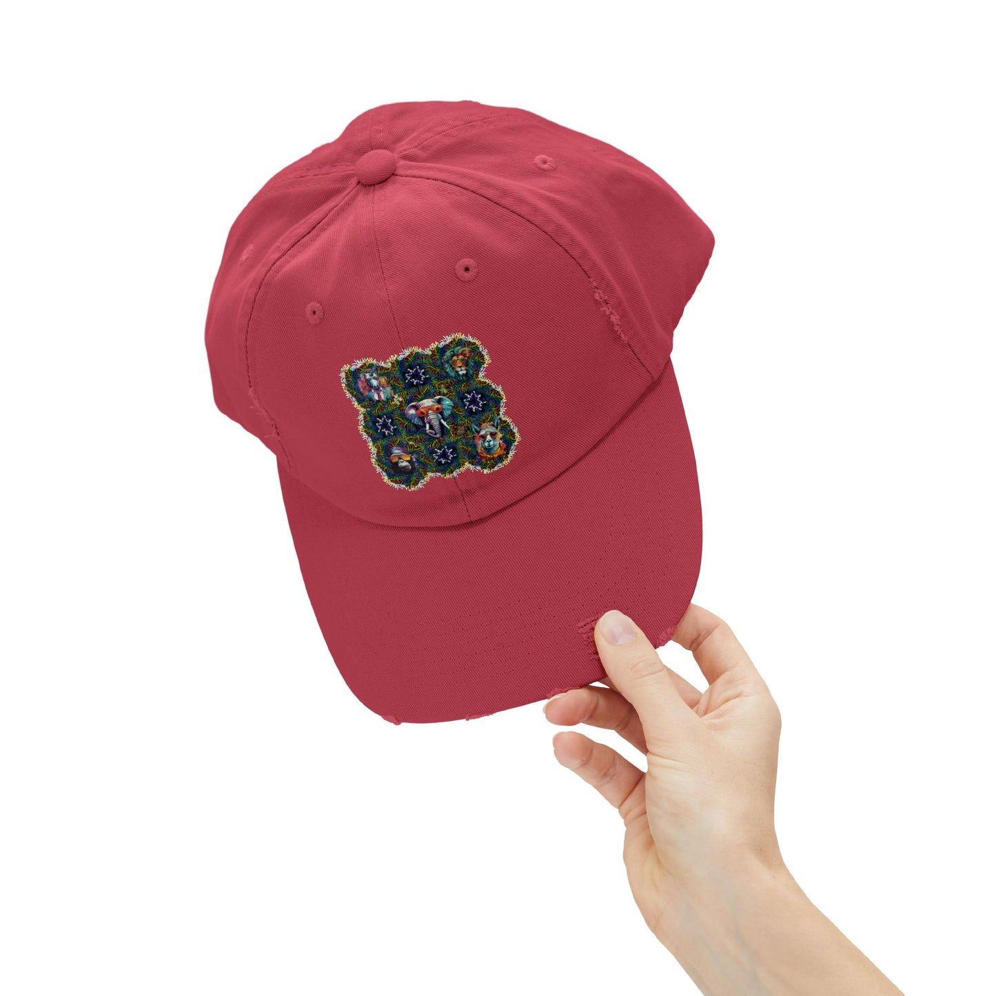 Wild & Cool Creatures Unisex Distressed Cap, Graphic Art, Animals, Gift, Hats, Cotton Twill, Adjustable, Gifts for Women Men Friends Teens