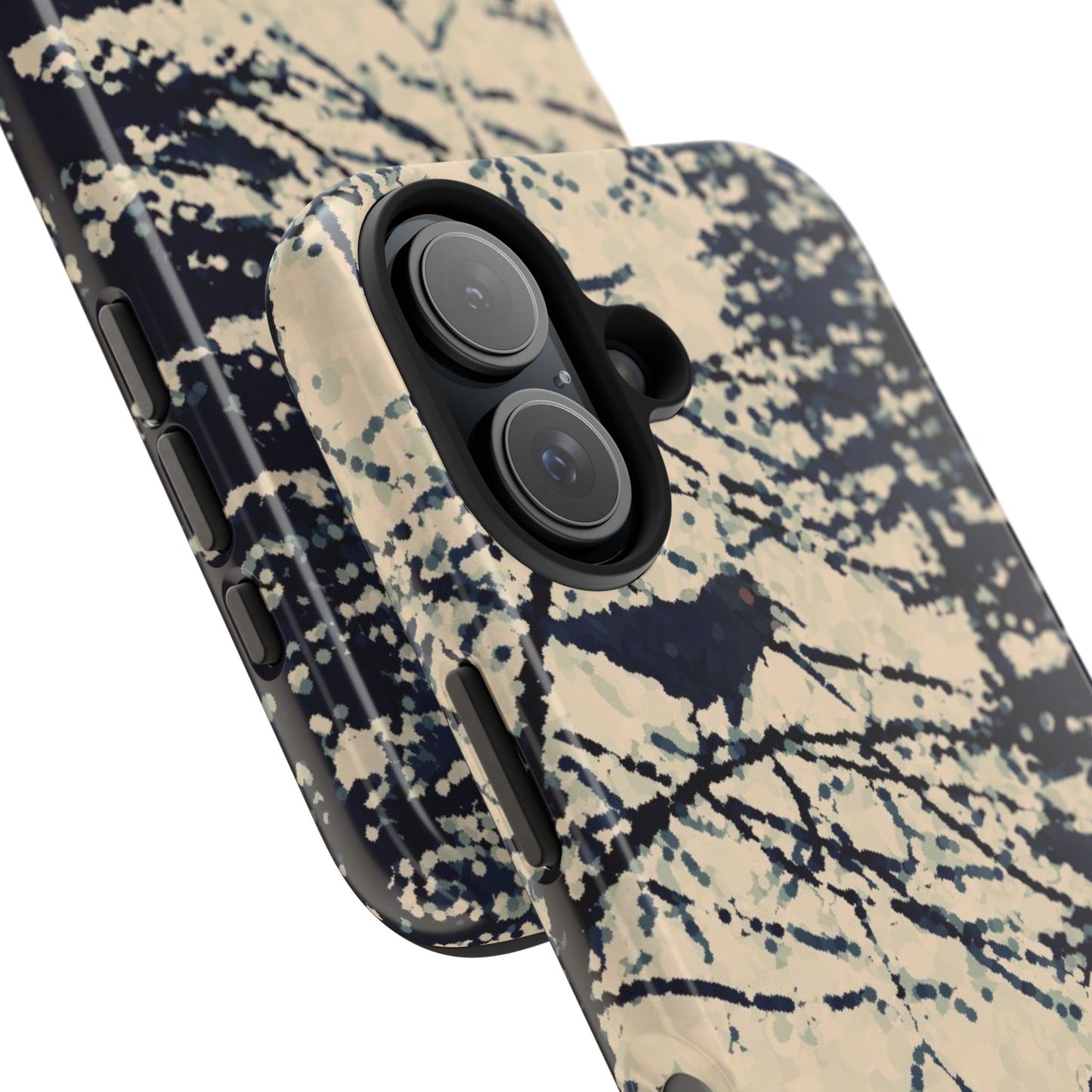 Crows in Forest Tough Phone Cases, iPhone & Samsung cases, wireless charging, crows, trees, birds, original artwork, gifts, Halloween