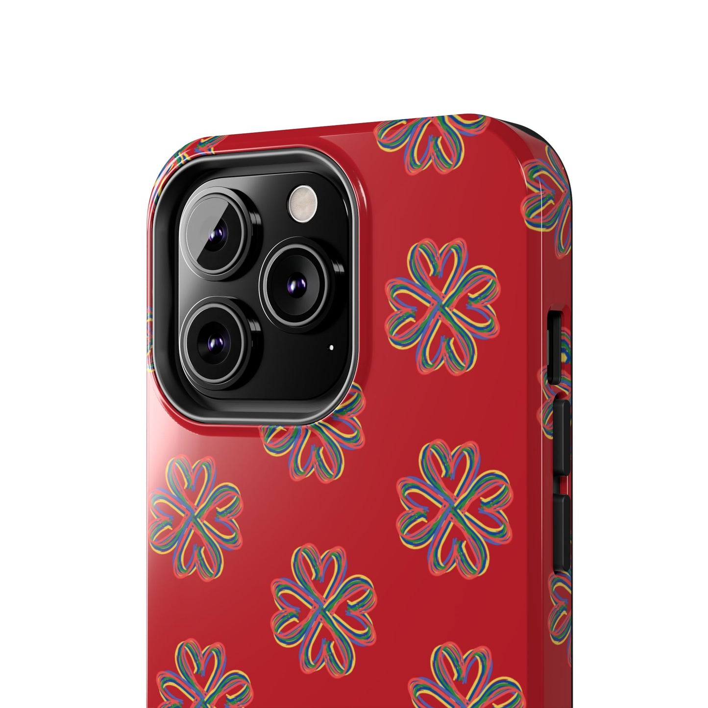 Floral Tough Phone Case, Red Phone Cover, Protective Tech Accessory, Botanical Phone Shell, Gift for Gardeners, Colorful, Wireless Charging
