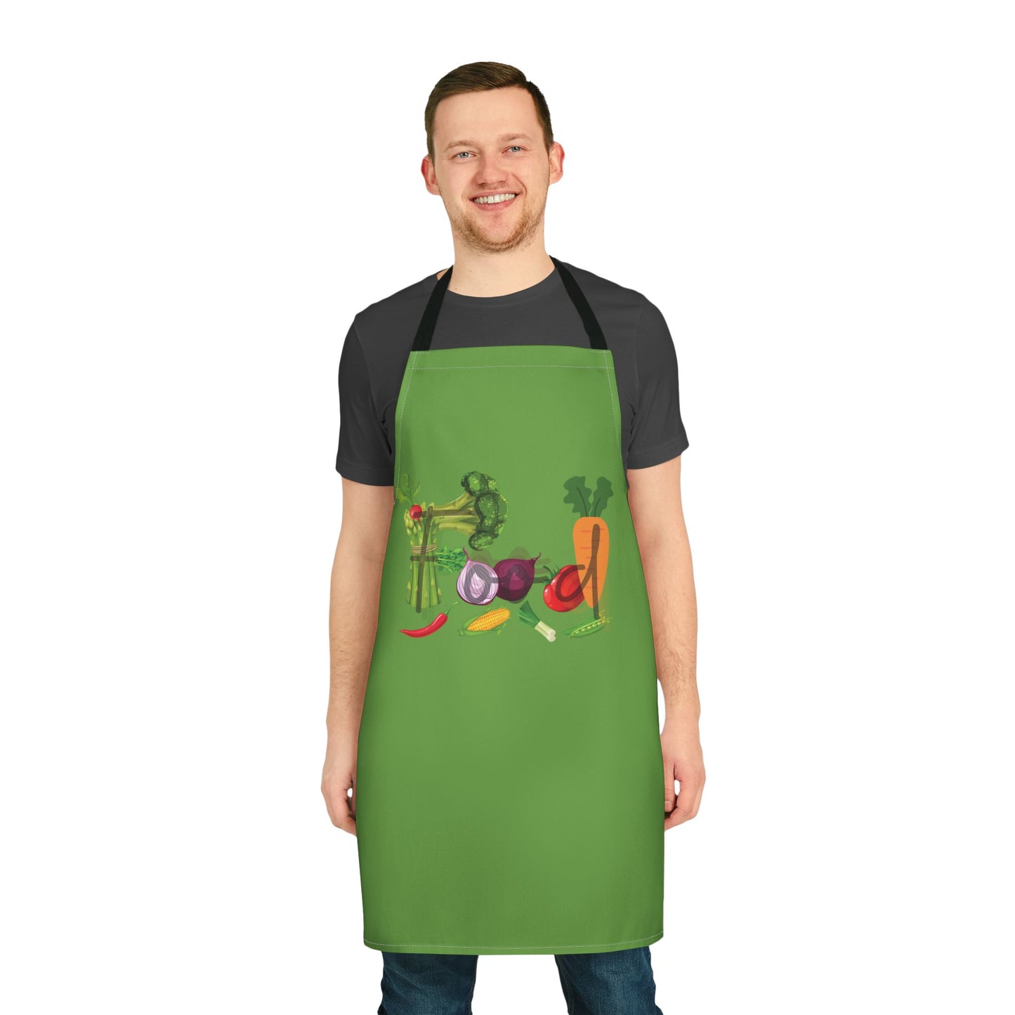 Food Unisex Chefs Apron, Grilling, Cooking, Baking, BBQ, Kitchen, Vegetables, Healthy, Tie Straps, Gifts, Women, Men, Friends, Teens