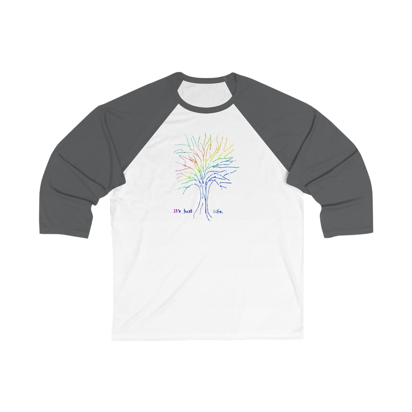 Rainbow Tree Its Just Life Unisex 3\4 Sleeve Baseball Tee, love, pride, colorful, gender neutral, gifts, women men teens friends, Christmas