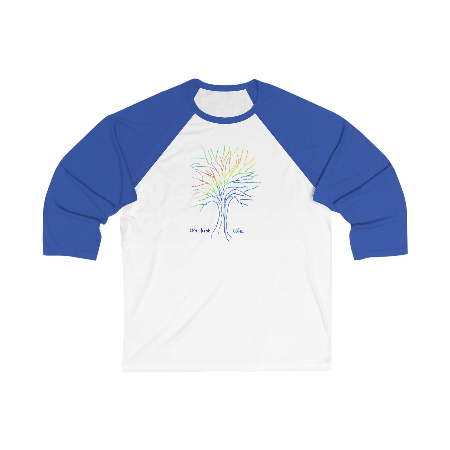Rainbow Tree Its Just Life Unisex 3\4 Sleeve Baseball Tee, love, pride, colorful, gender neutral, gifts, women men teens friends, Christmas