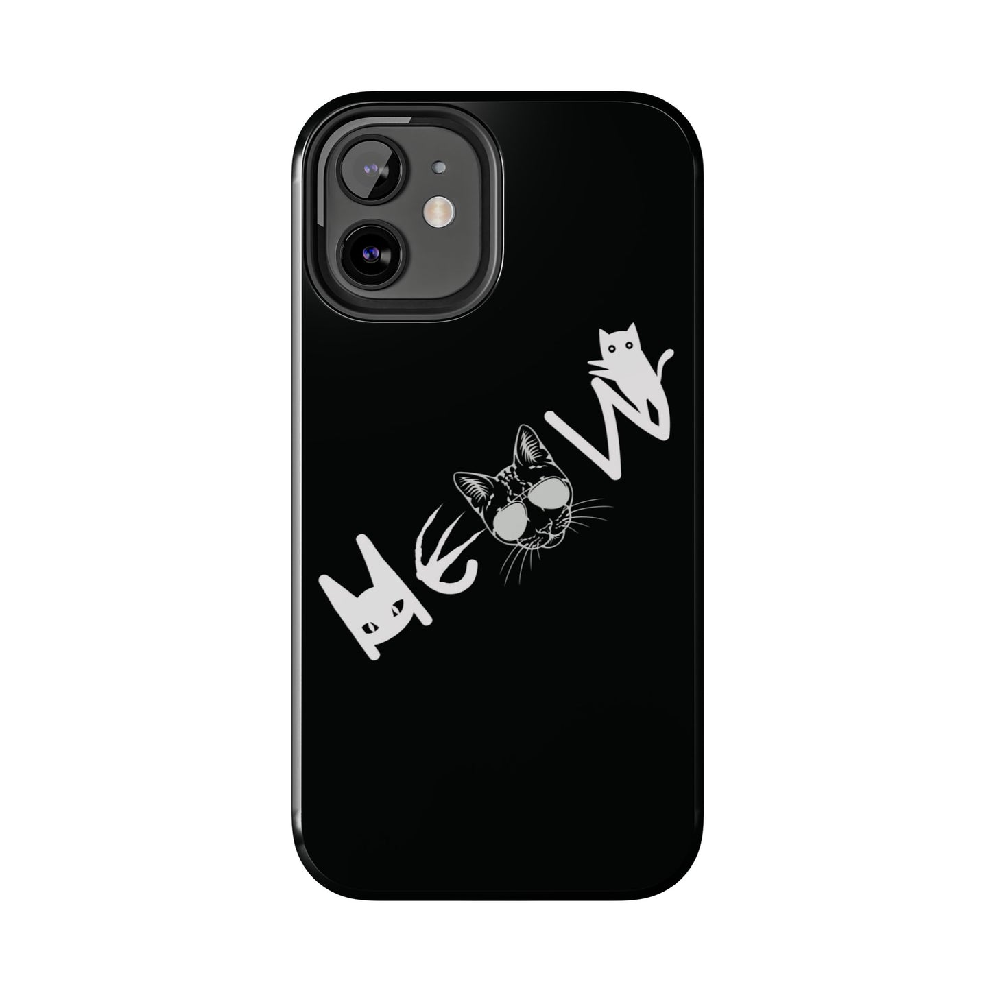 Meow Tough Phone Cases, iPhone & Samsung cases, wireless charging, cats, sassy, kitty, gender neutral, gifts, Halloween, birthday, Christmas