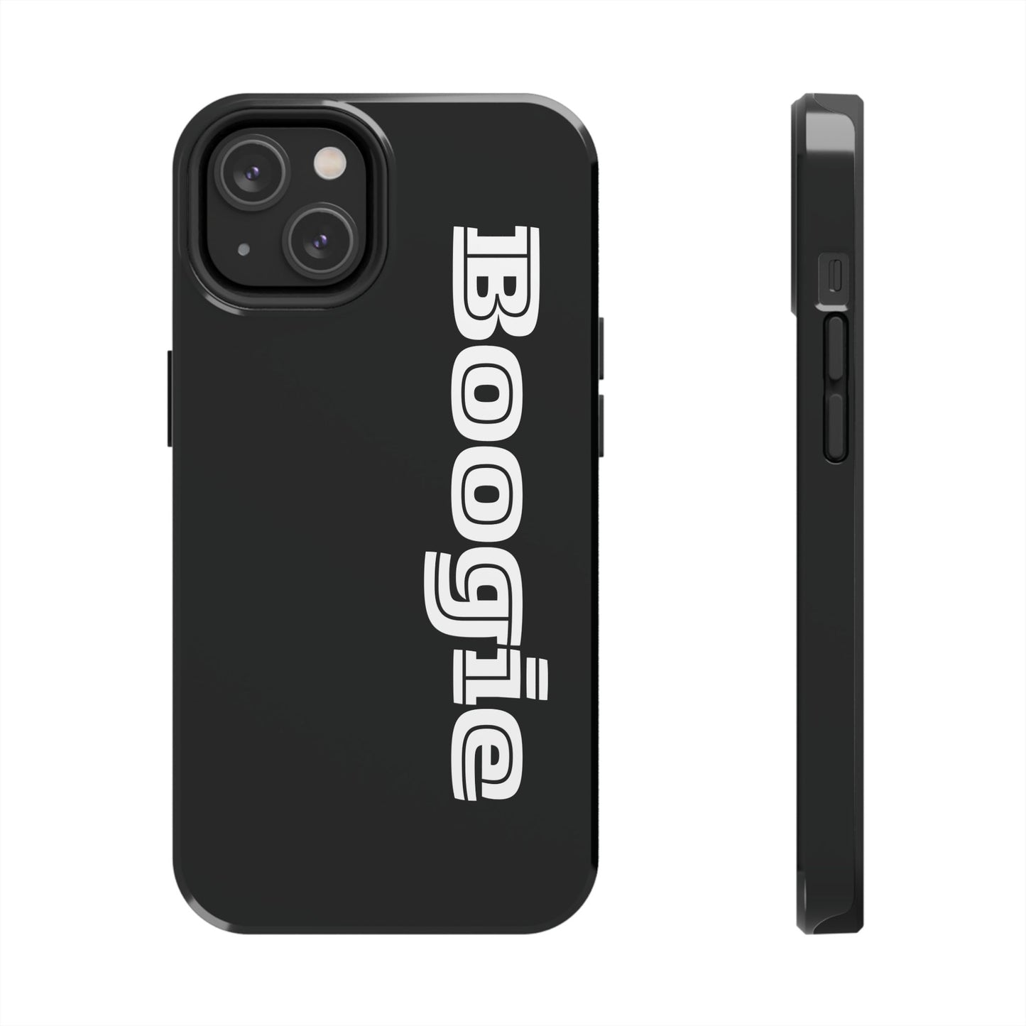 Boogie Black Tough Phone Cases, iPhone Samsung cases, wireless charging, gender neutral women men friends kids teens gift birthday Christmas
