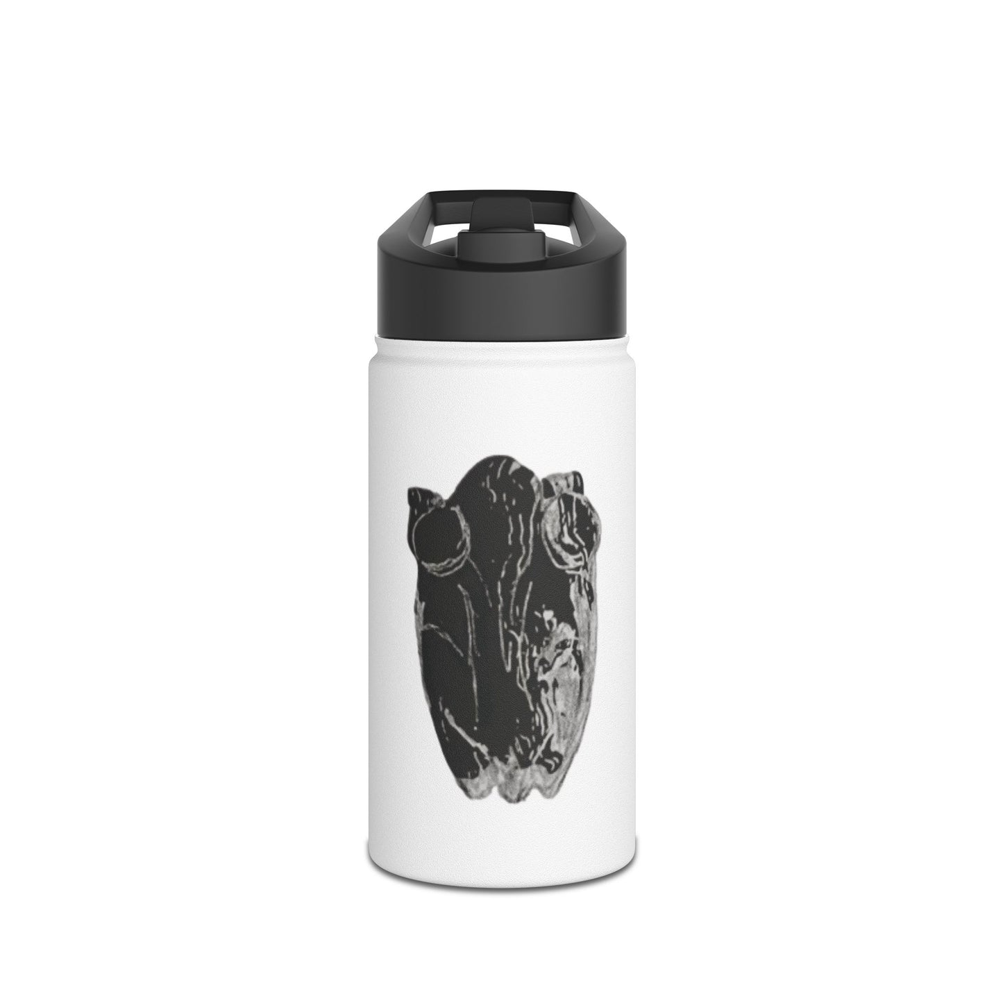 Frog White Stainless Steel Water Bottle, Animals, Amphibians, Nature, Exercise, Eco Friendly, Gender Neutral, Men, Women, Kids, Gifts