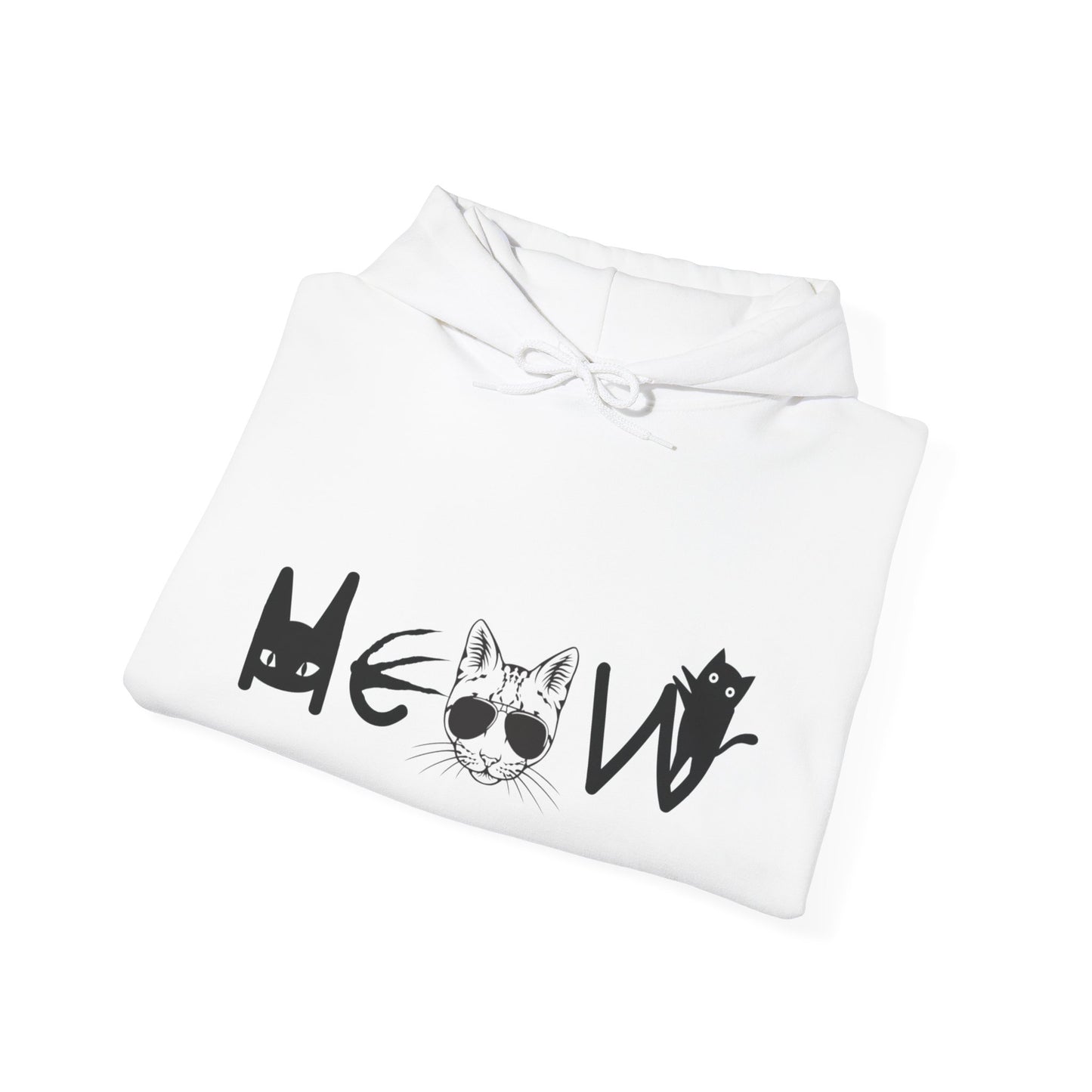 Meow Unisex Heavy Blend™ Hooded Sweatshirt, cats, sassy, fun, gender neutral, Halloween, election, Gift, Comfy, Soft, Warm, Hoodie, Pullover