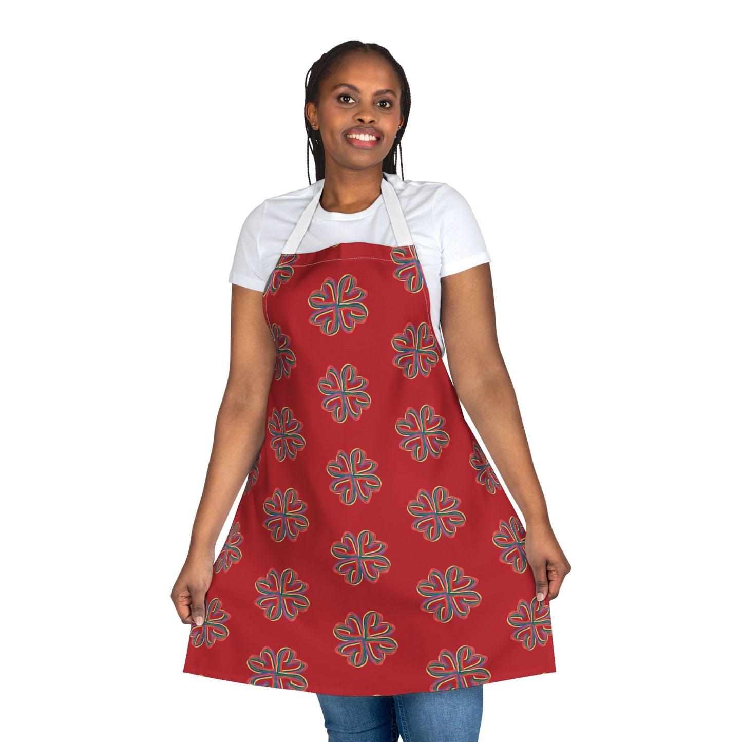 Red Colorful Floral Unisex Chefs Apron, Grilling, Cooking, Kitchen, Gender Neutral, Gifts, Women, Men, Friends, Teens, Birthday, Christmas