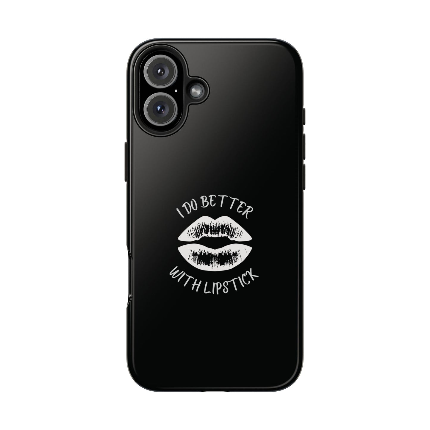 Glamorous Lipstick Tough Phone Cases - Empowered Gifts, Sassy Wireless Charging Cover, Fun Lips Samsung & iPhone Cases, Black Design