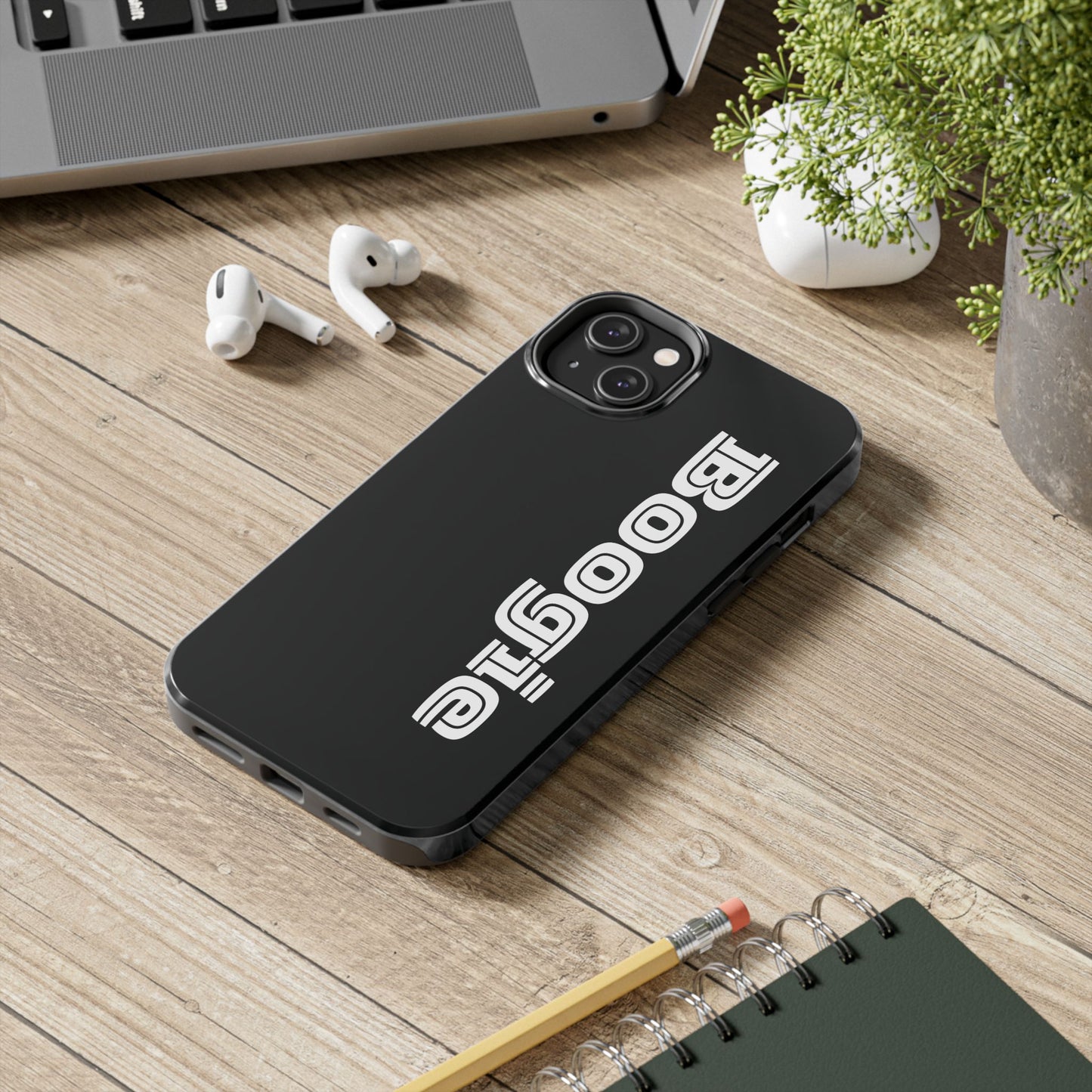 Boogie Black Tough Phone Cases, iPhone Samsung cases, wireless charging, gender neutral women men friends kids teens gift birthday Christmas