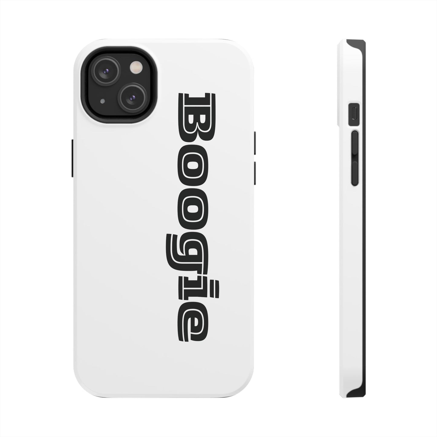 Boogie White Tough Phone Cases, iPhone Samsung cases, wireless charging, gender neutral women men friends kids teens gift birthday Christmas
