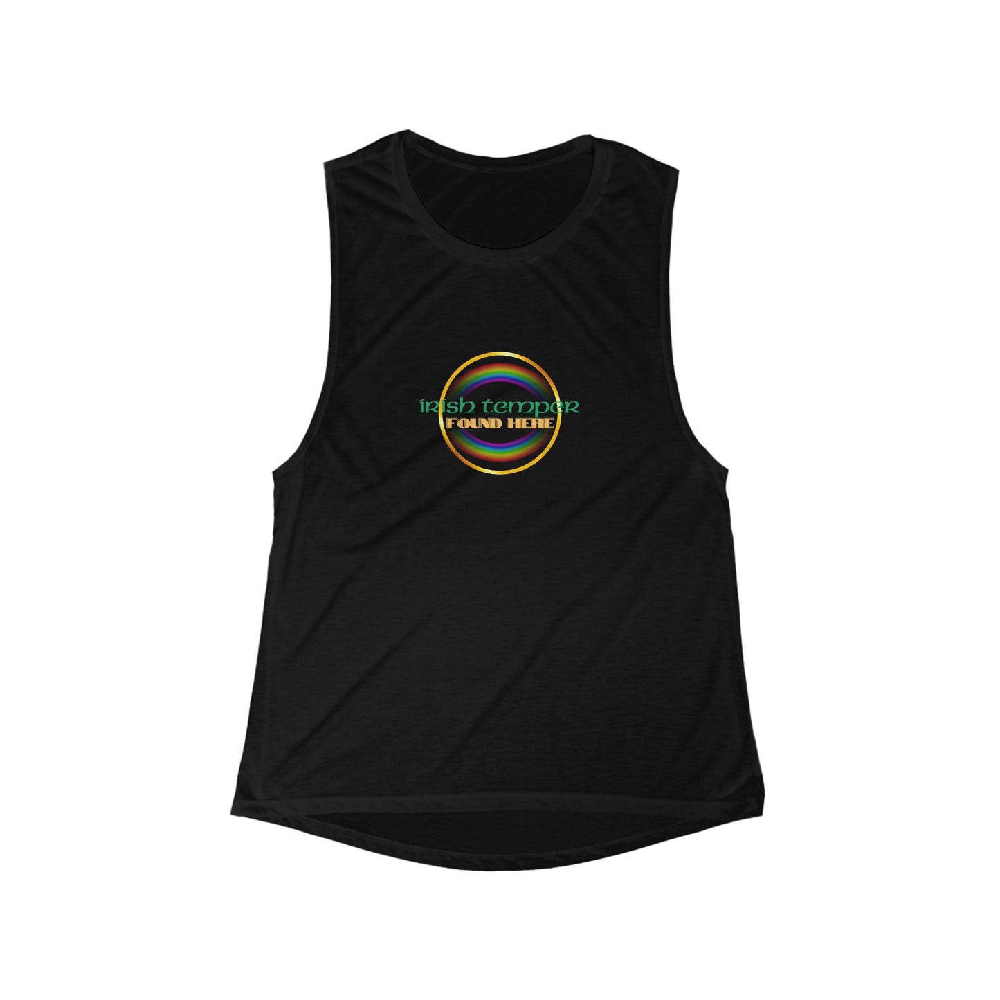Irish Temper Found Here Women's Flowy Scoop Muscle Tank, rainbow, funny, snarky, personality, womens tee, gift, sleeveless, St Patricks