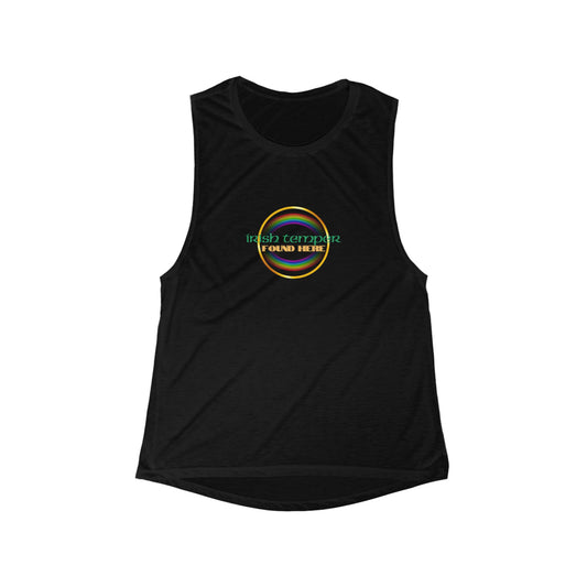 Irish Temper Found Here Women's Flowy Scoop Muscle Tank, rainbow, funny, snarky, personality, womens tee, gift, sleeveless, St Patricks