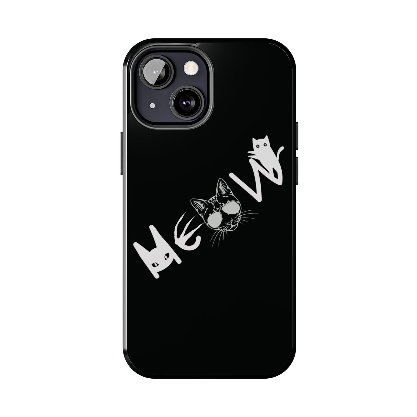 Meow Tough Phone Cases, iPhone & Samsung cases, wireless charging, cats, sassy, kitty, gender neutral, gifts, Halloween, birthday, Christmas