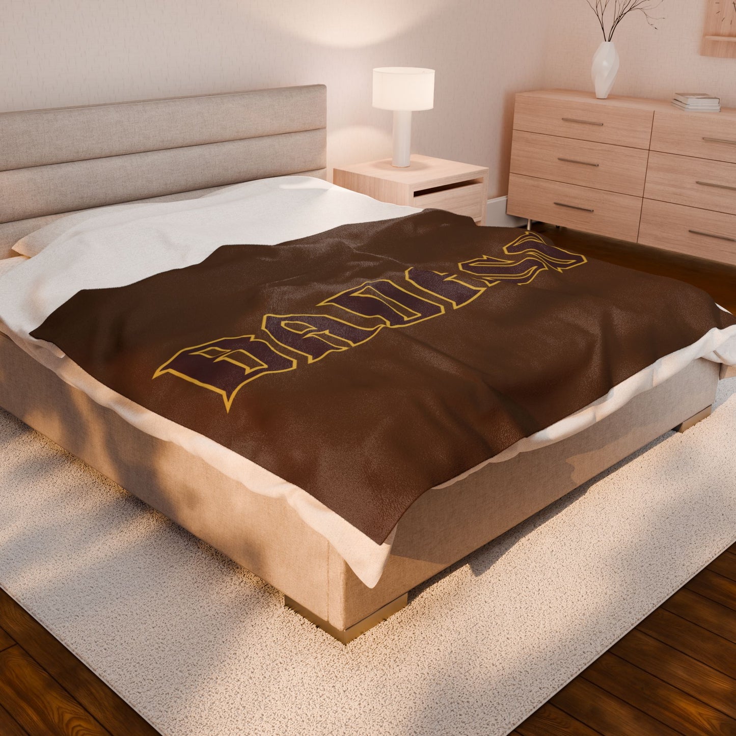 Dark Brown Badass Velveteen Blanket, Cozy Throw, Home Decor, Gift, Bed Cover, Dorm, Couch Blanket, Birthday Wedding Anniversary Christmas