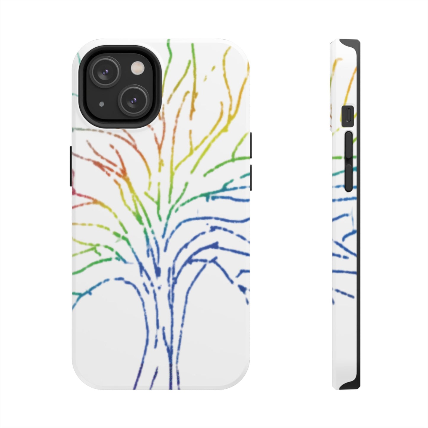 Rainbow Tree Tough Phone Cases - Colorful Nature Love Pride Gender Neutral Gifts for Friends, iPhone Samsung Wireless Charging Cover, LGBTQ+