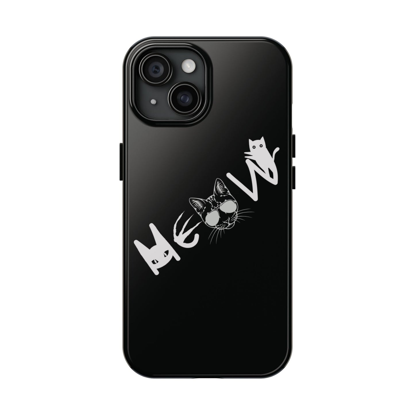 Meow Tough Phone Cases, iPhone & Samsung cases, wireless charging, cats, sassy, kitty, gender neutral, gifts, Halloween, birthday, Christmas