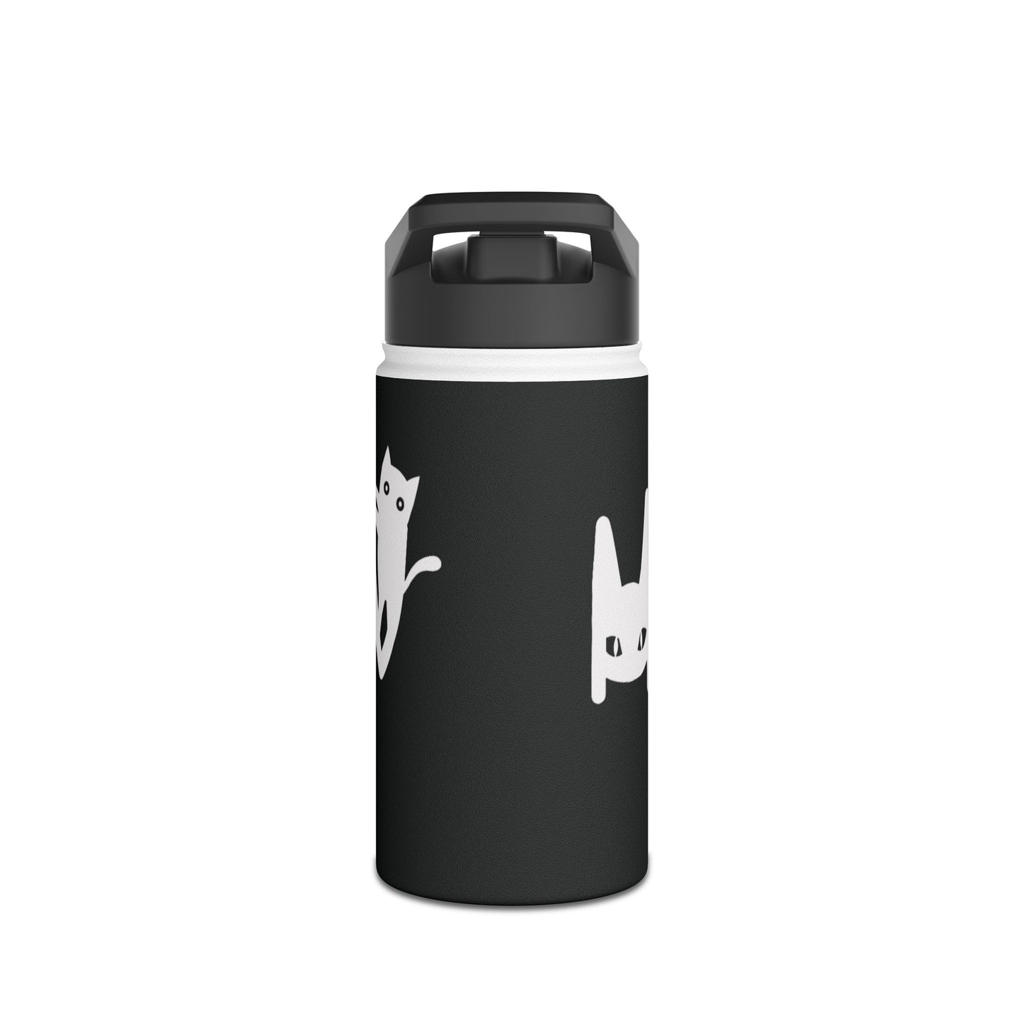 Meow Black Stainless Steel Water Bottle, Cats, Sassy, Fun, Halloween, Election, Gender Neutral, Gift, Exercise, Run, Workout, Eco BPA-free