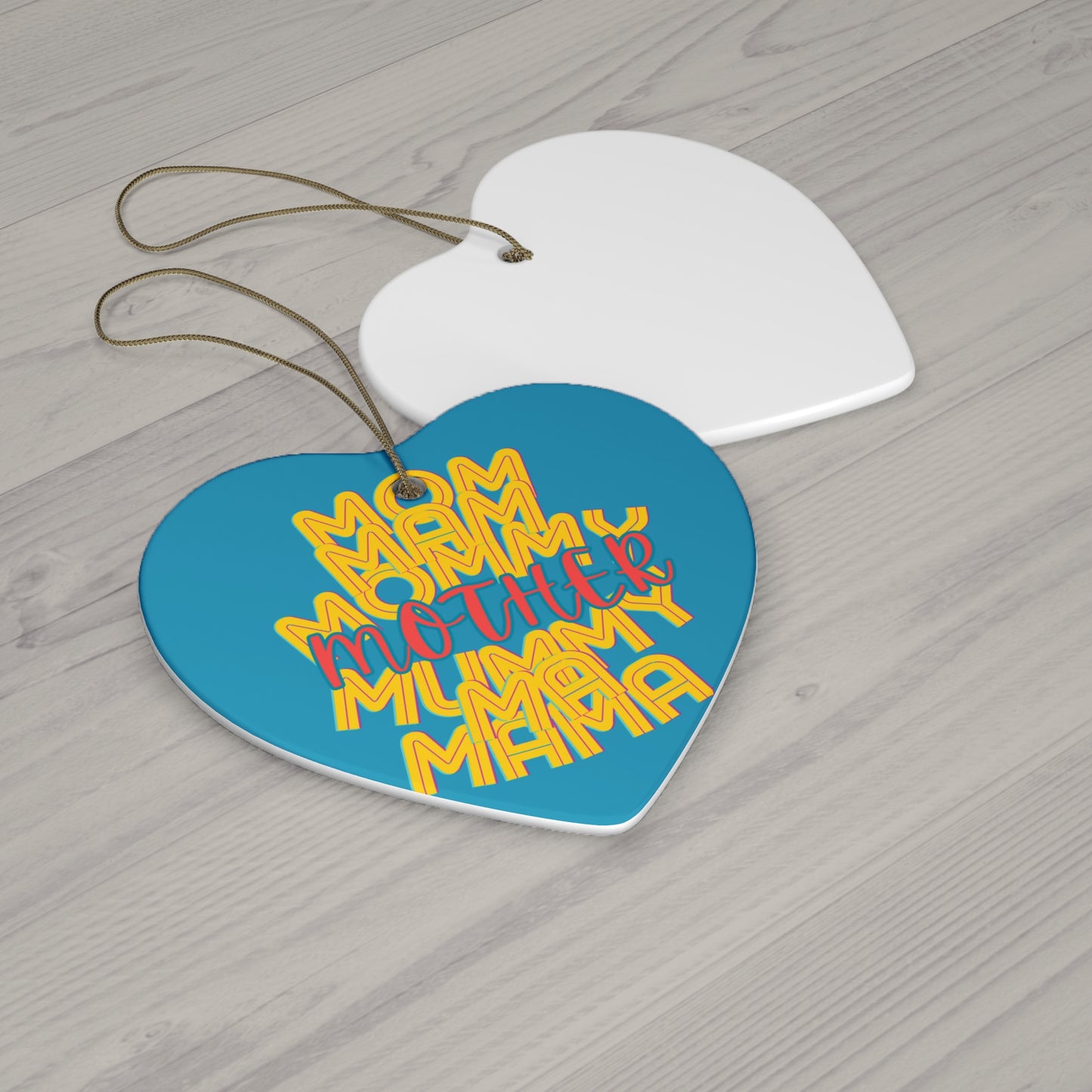 Mother Hanging Ceramic Ornament, Mom Mommy Ma Mam Mama Mummy, Circle Snowflake Heart Star, Christmas Tree, Holiday, Mothers Day, Gifts