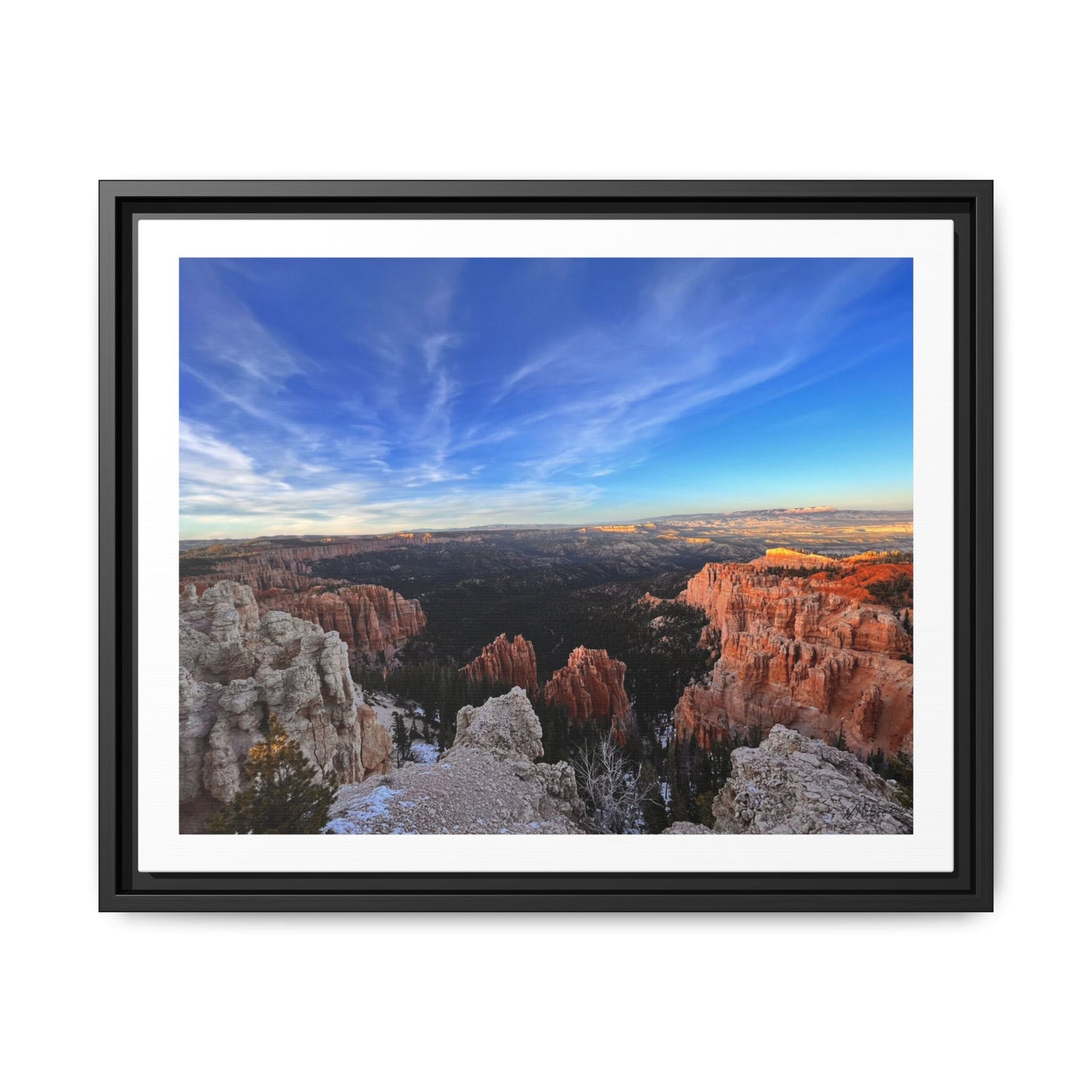Black Frame Bryce Canyon Landscape, Nature, America, Western, Artwork, Wall Art, Matte Print, Rocks, Gift, Sky, Colorful, Clouds, Eco