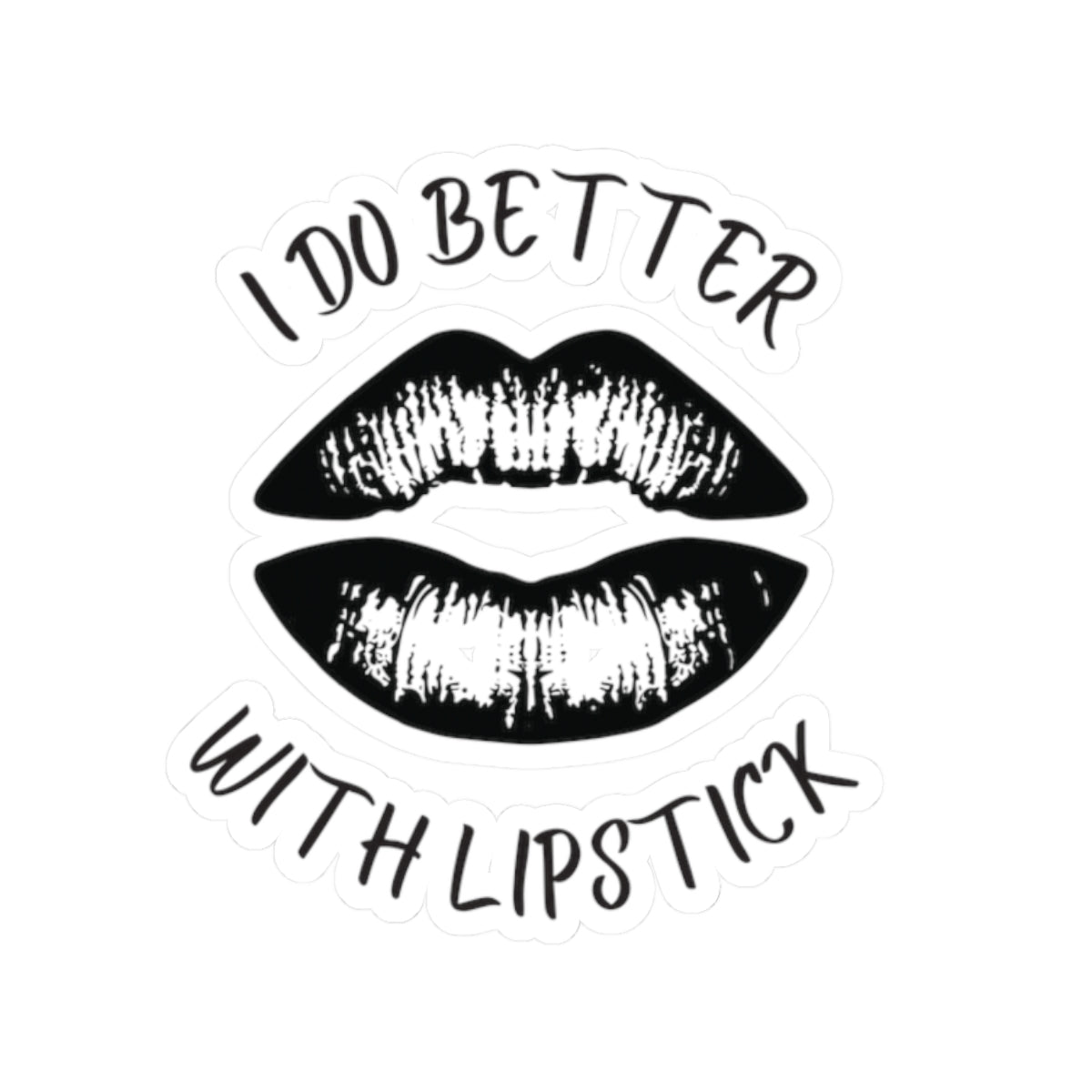 Lipstick Kiss-Cut Stickers - Lips Sticker, Black, Lip Design Decals for Journals, Laptops, Water Bottles, Scrapbooking, Feminine Accessories