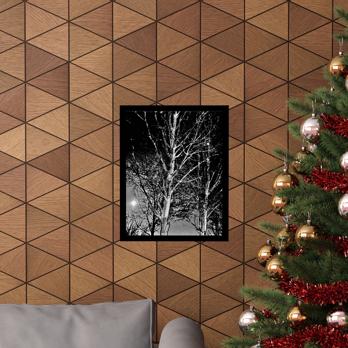 Worm Moon Night Tree Matte Vertical Poster, Black and White, Wall Art, Photo, Artwork, Decor, Gift, Nature, Halloween, Dark
