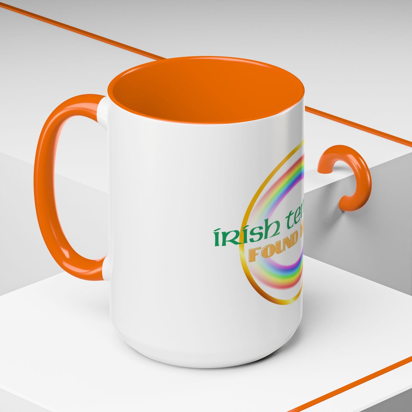 Coffee Mug - Irish Temper Found Here, Rainbow Design, BPA-Free Ceramic, St Patricks Gift