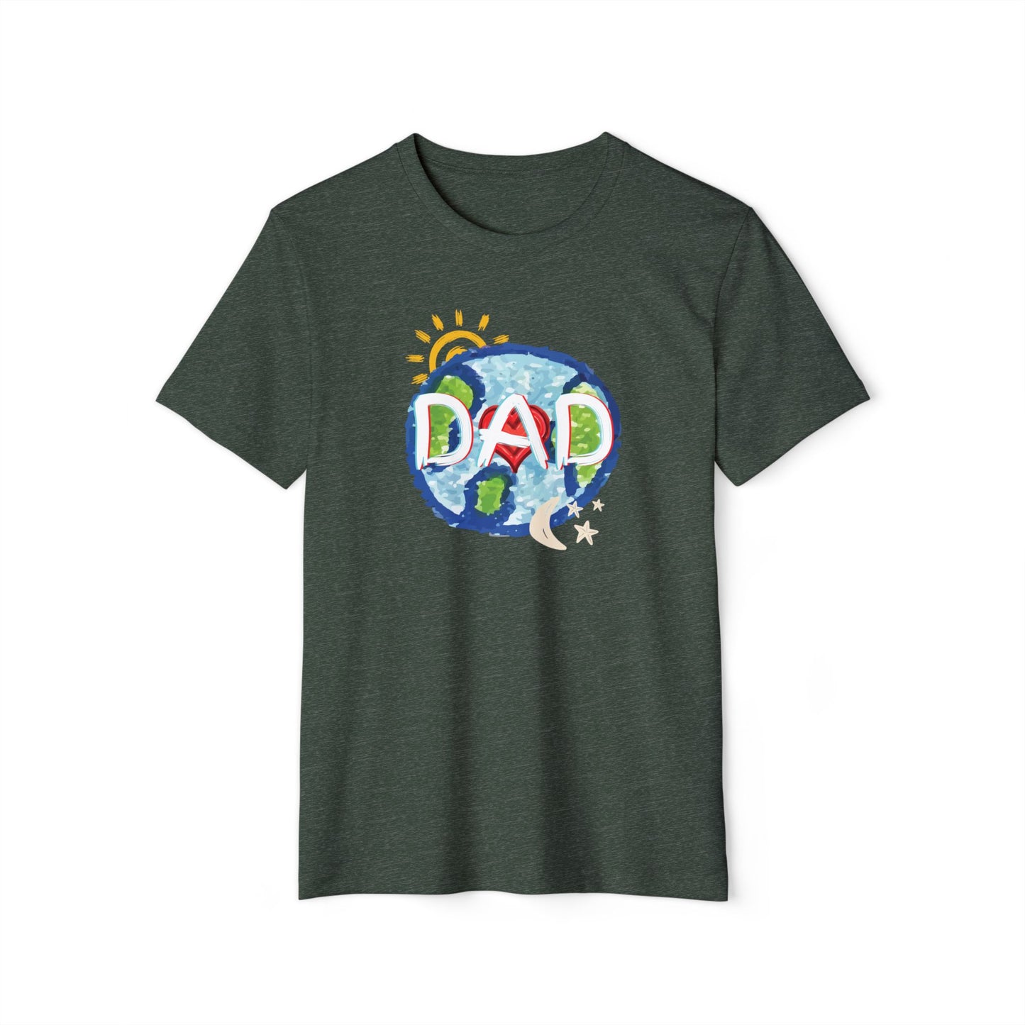 Dad Whole World Sun Moon Stars Heart Unisex Recycled Organic T-Shirt, Father's Day Gift, Family Matching Outfit, Eco-Friendly Tee, Unique