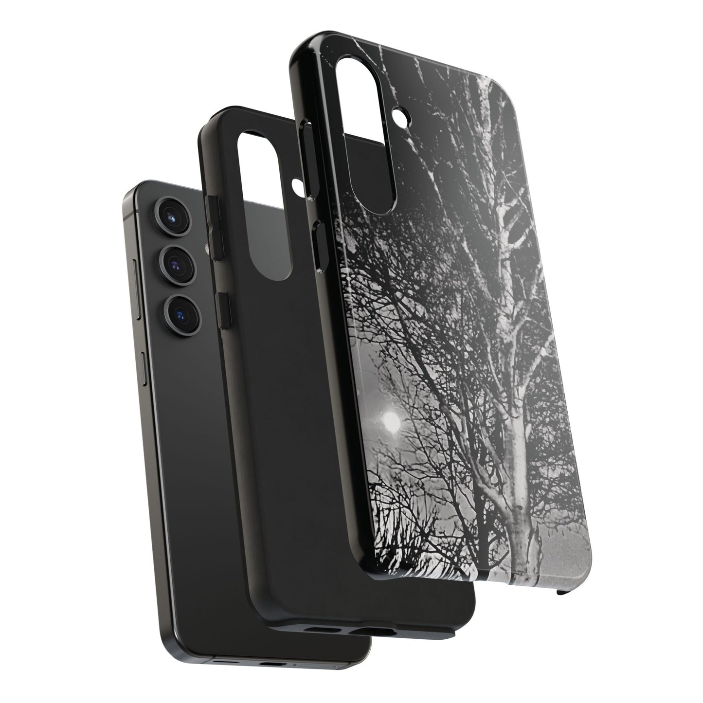 Worm Moon Night Trees Tough Phone Cases, iPhone & Samsung cases, wireless charging, trees, nature, spooky, original photo, gifts, Halloween