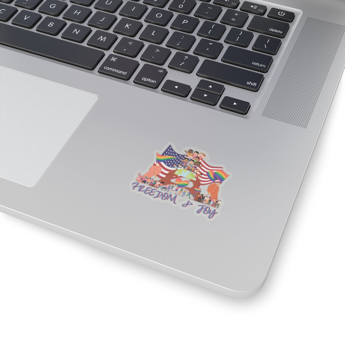 Freedom & Joy Graphic Kiss Cut Stickers, happy, equality, inclusion, patriotic, pride, colorful, gender neutral, student, gift, decorate