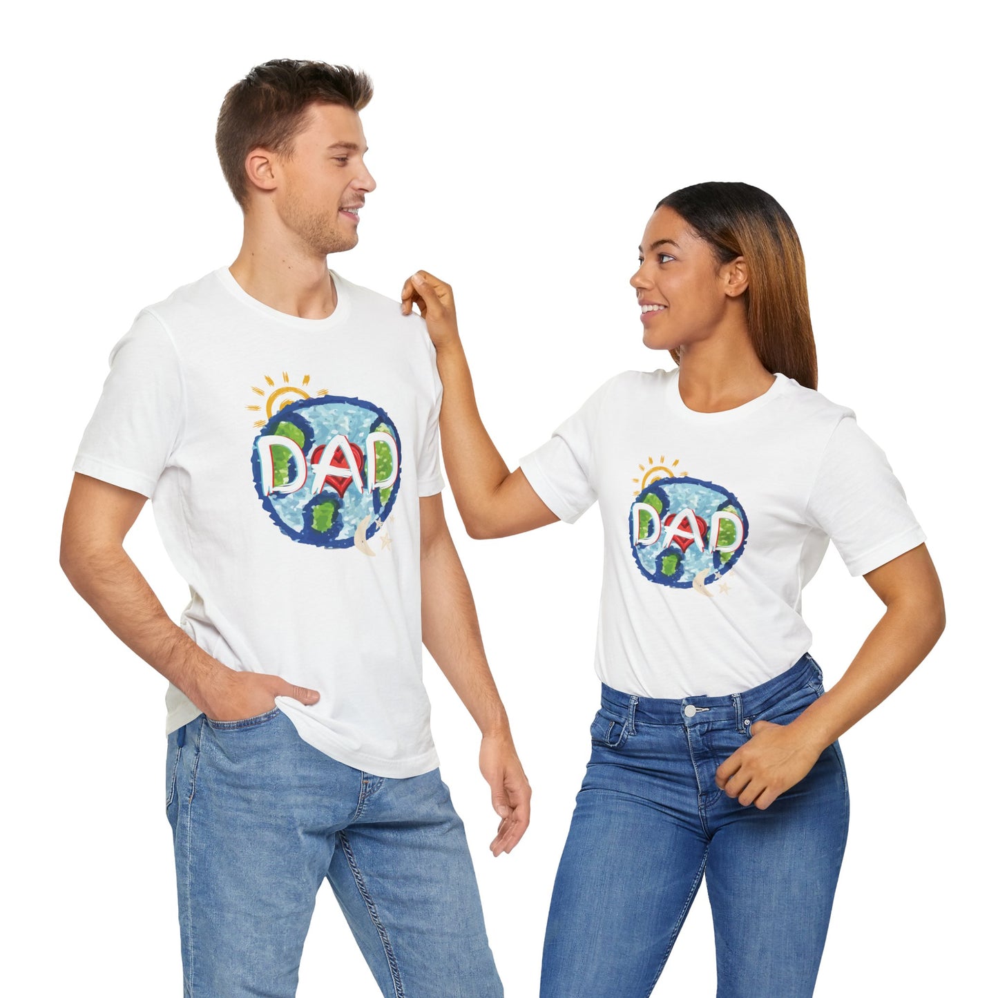 DAD Whole World Sun Moon Stars Heart Unisex Tee Fathers Day Gifts