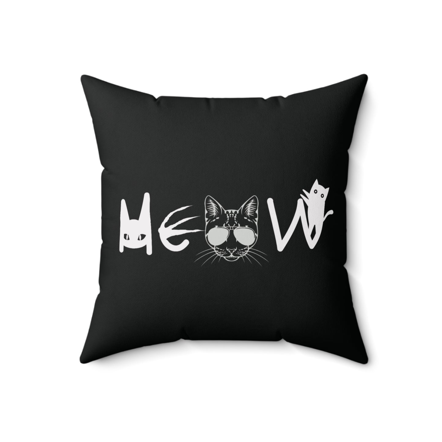 Meow Black Spun Polyester Square Pillow, Cats, Sassy, Fun, Equality, Election, Vote, Halloween, Decor, Dorm, Sofa, Throw, Gift, 4 Sizes