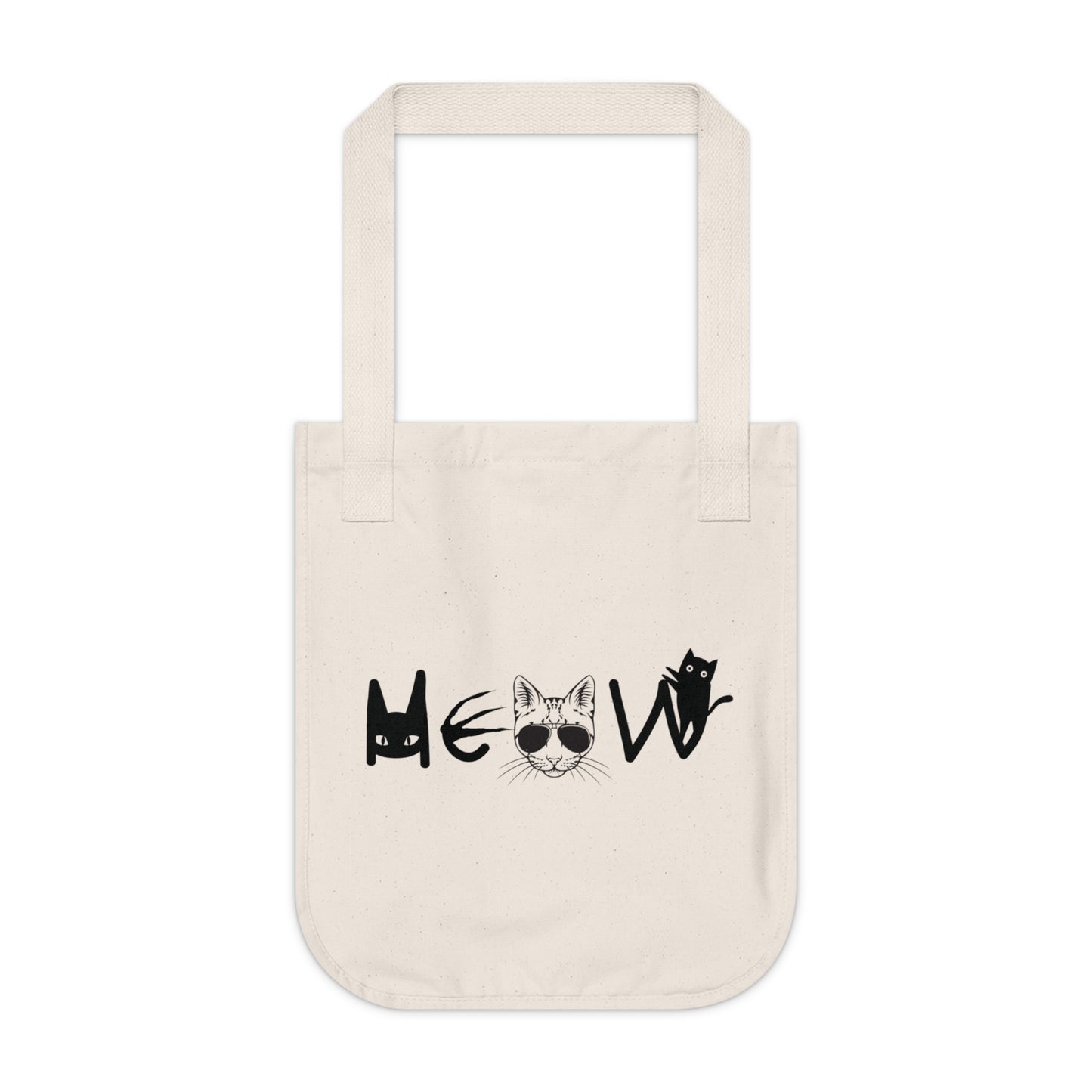 Meow Organic Canvas Tote Bag, Cats, Sassy, Halloween, Election, Gift, Groceries, Shopping, Books, Eco Friendly, Gift Bags, Organic Cotton