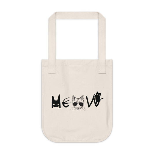 Meow Organic Canvas Tote Bag, Cats, Sassy, Halloween, Election, Gift, Groceries, Shopping, Books, Eco Friendly, Gift Bags, Organic Cotton